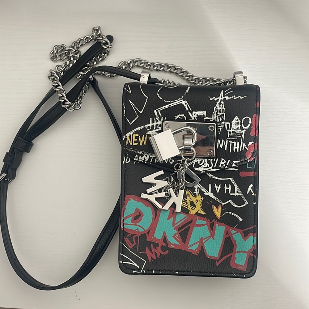 DKNY Cleo Phone Small Graffiti Crossbody Purse